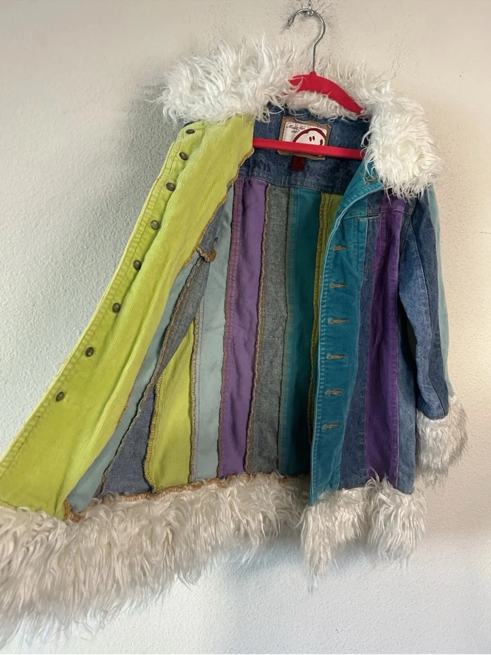 Vintage Y2K Children’s Place Penny Lane Coat 7/8 Patchwork Faux Fur Corduroy